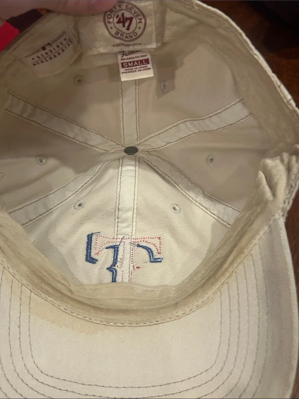 Texas Rangers ‘47 Brand Fitted Light Khaki Baseball Cap Small Read!